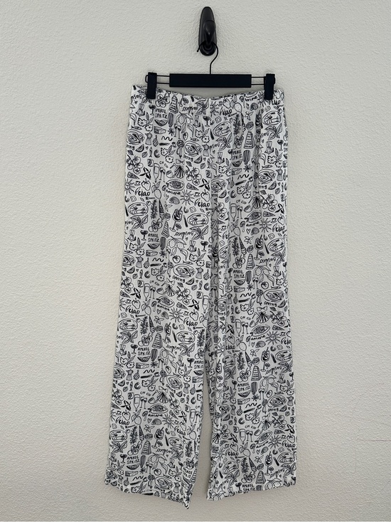 Sincerely Jules Pants - Sincerely Jules White Aperol Spritz Print Linen Blend Wide Leg Pants Medium